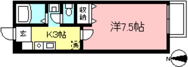 スリーワン三沢(1K/2階)の間取り写真