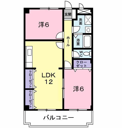 メーゾントリイ(2LDK/3階)の間取り写真