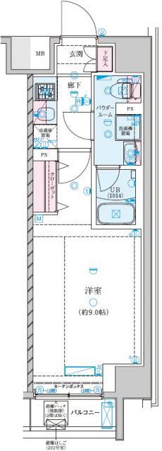 GENOVIA新子安(1K/6階)の間取り写真