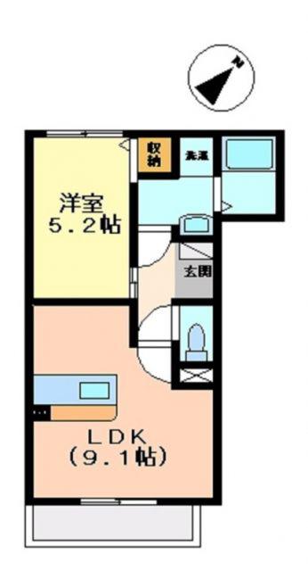 フラワーパラダイス(1LDK/2階)の間取り写真