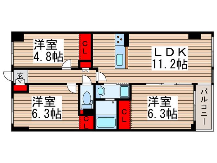 ISM武蔵浦和(3LDK/2階)の間取り写真