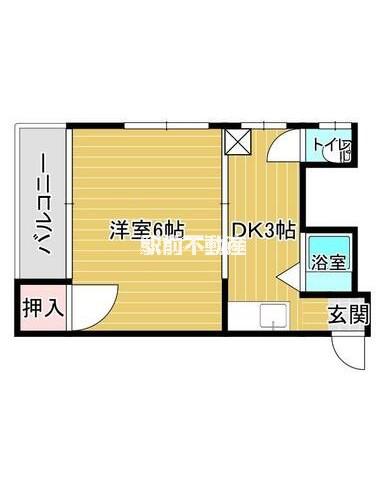 多布施コーポ(1K/1階)の間取り写真