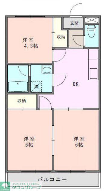 福田マンション(3DK/2階)の間取り写真