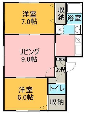 リバティ東雲(2LDK/2階)の間取り写真