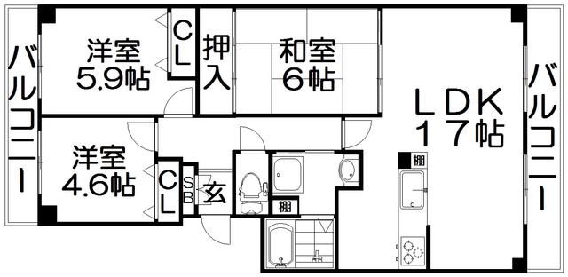 カーサレッジアII(3LDK/2階)の間取り写真