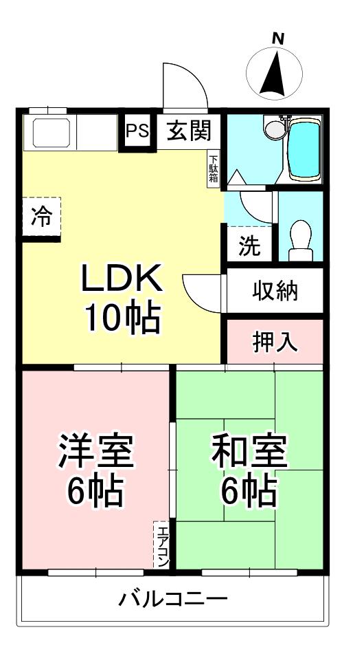 パーラメントI(2LDK/3階)の間取り写真