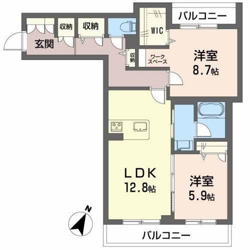 ヴィアソーレ(2LDK/1階)の間取り写真