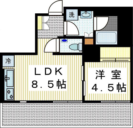 MSCORE エムズコア(1LDK/2階)の間取り写真