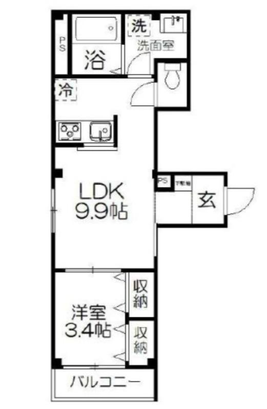 コーナーソレイユII(1LDK/1階)の間取り写真