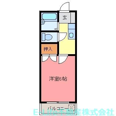 レケンス月出(1K/1階)の間取り写真