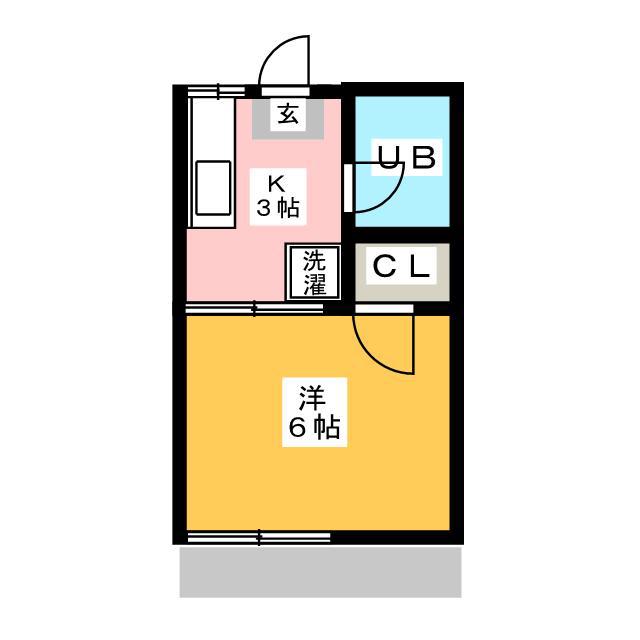 羽沢フラット(1K/1階)の間取り写真