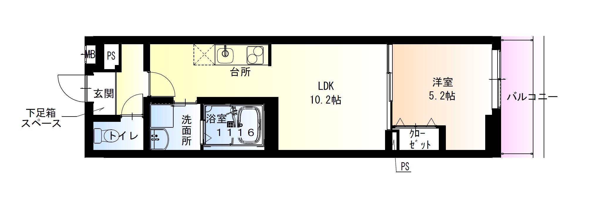 フジパレス東花園駅北I番館(1LDK/1階)の間取り写真