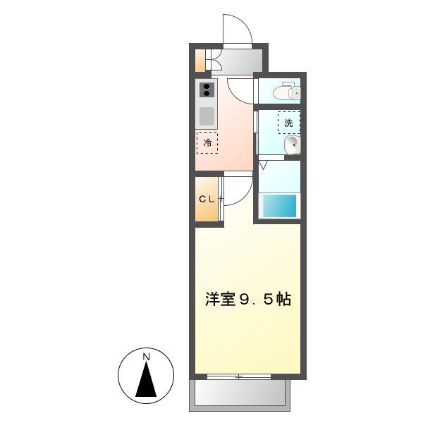 カーササクラ2番館(1K/4階)の間取り写真