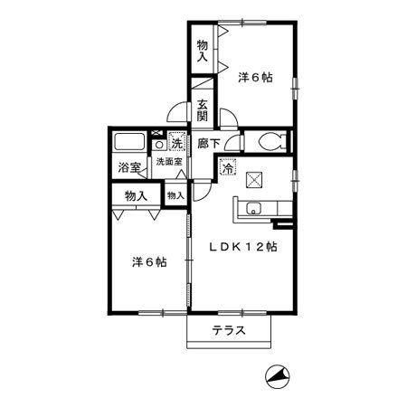 エスペランサ(2LDK/1階)の間取り写真