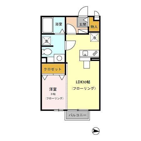 セジュールカミ(1LDK/2階)の間取り写真