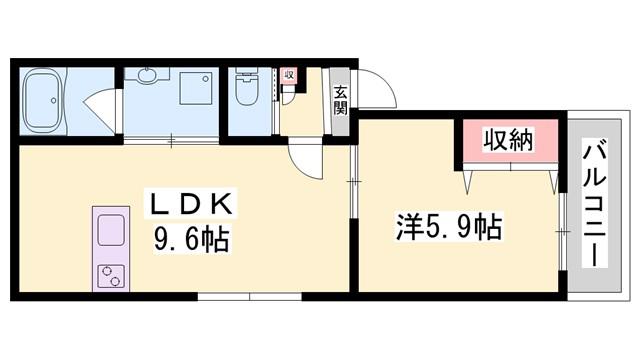 大久保駅前マンション(1LDK/2階)の間取り写真