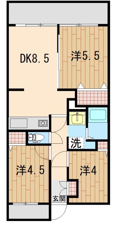グリーンパーク鳩ヶ谷B棟(3DK/11階)の間取り写真