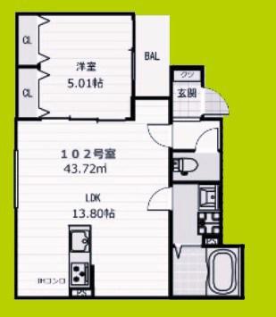 ヴィレ堺湊(1LDK/1階)の間取り写真