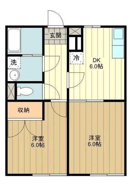 プレジールフォレスト(2DK/1階)の間取り写真