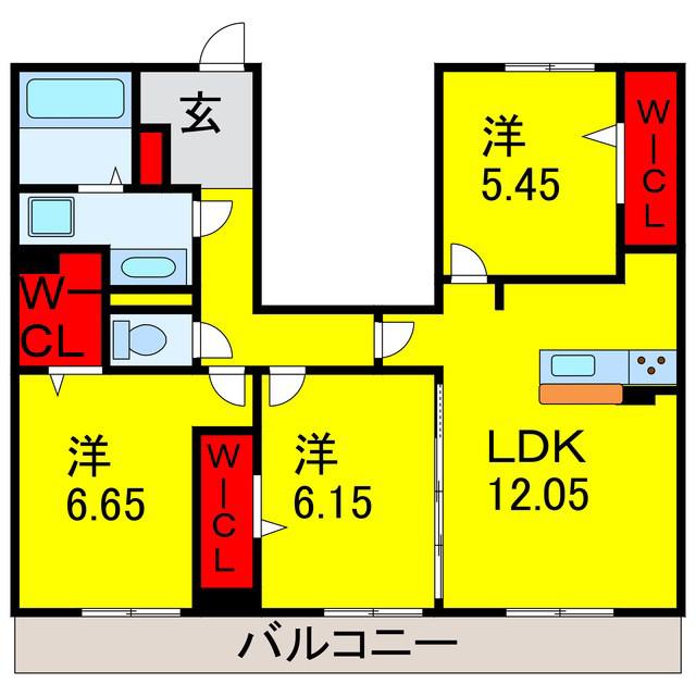 サンクレールAB(3LDK/3階)の間取り写真