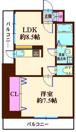 NSKハイツ大口(1LDK/4階)の間取り写真