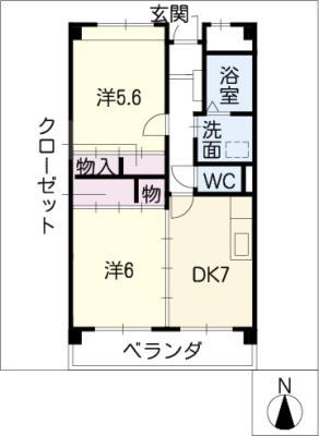 マンションファーストミュー(2DK/1階)の間取り写真