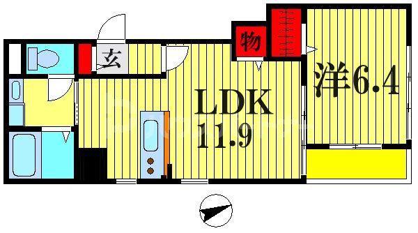 レヴェール(1LDK/2階)の間取り写真