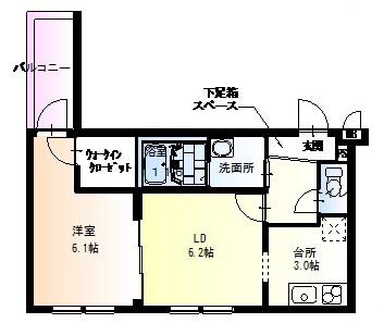 フジパレス若江岩田(1LDK/1階)の間取り写真