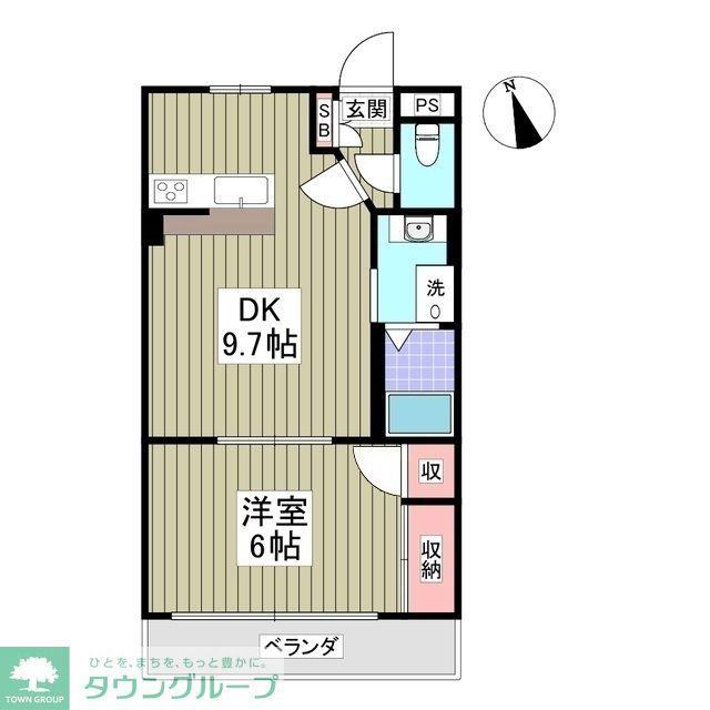 ランドール坂戸(1K/3階)の間取り写真