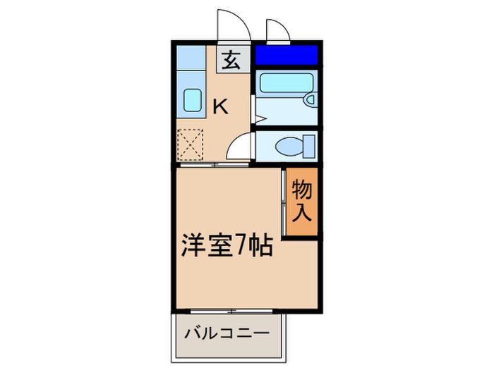 ハイツきたがわA棟(1K/1階)の間取り写真