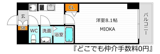 プレサンス谷町九丁目駅前(1K/6階)の間取り写真