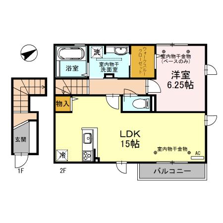 西京の郷 壱乃館(1LDK/2階)の間取り写真