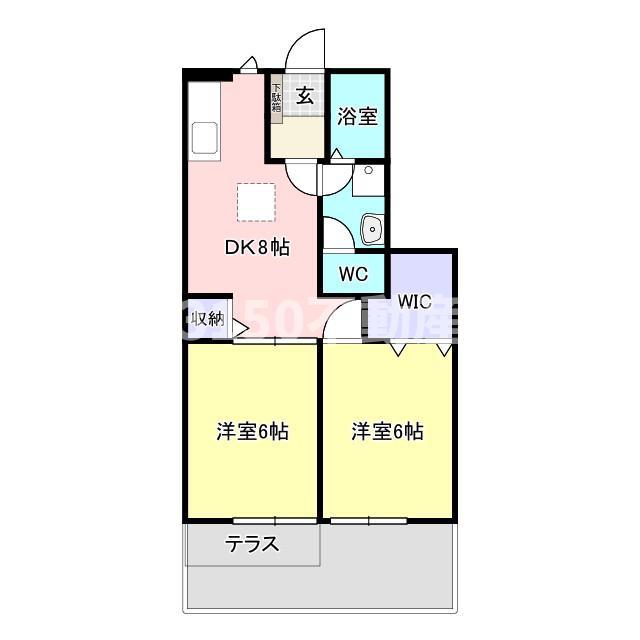 スクエア21 B(2DK/1階)の間取り写真