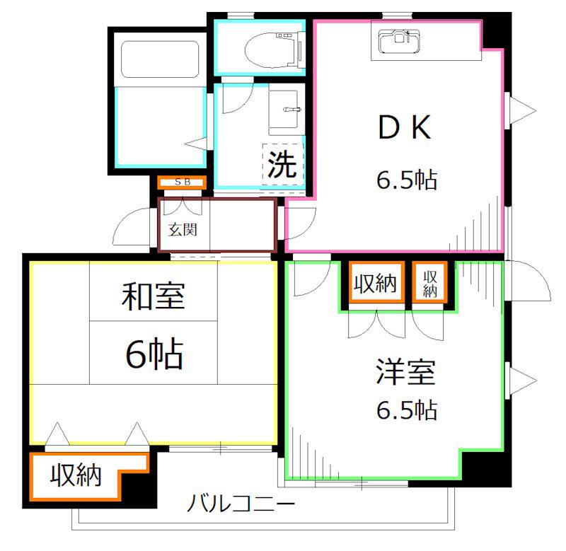 アーバンフラット西落合(2DK/1階)の間取り写真