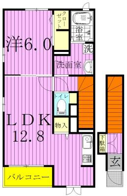 サニーリバーA(1LDK/2階)の間取り写真