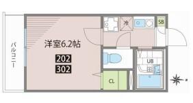 ガレリア(1K/2階)の間取り写真