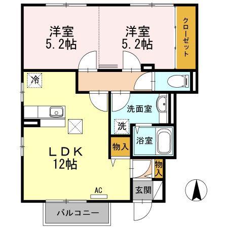 TODO I(2LDK/1階)の間取り写真