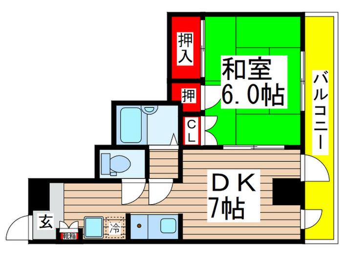 グローバル壱番館(1DK/3階)の間取り写真
