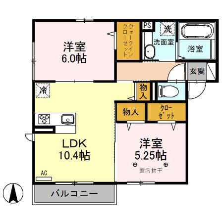 アルフート(2LDK/3階)の間取り写真