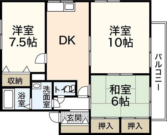 ルーエ井口 C棟(3LDK/2階)の間取り写真