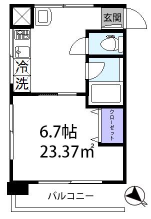 ROUND.C(1K/2階)の間取り写真
