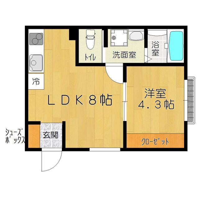 ラフィーノ河原町(1LDK/1階)の間取り写真