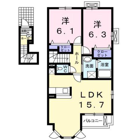 サンリットパーク(2LDK/2階)の間取り写真