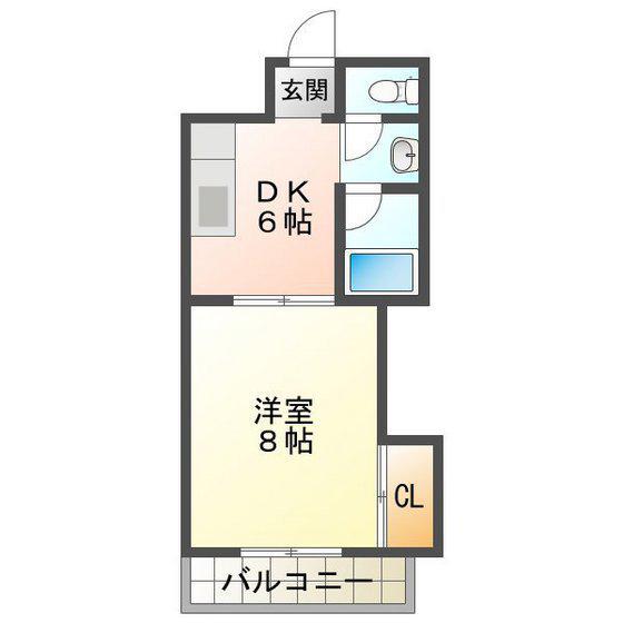 グランドハイツアザミ(1DK/2階)の間取り写真