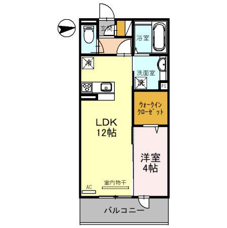D-ROOM桑ノ木(1LDK/2階)の間取り写真