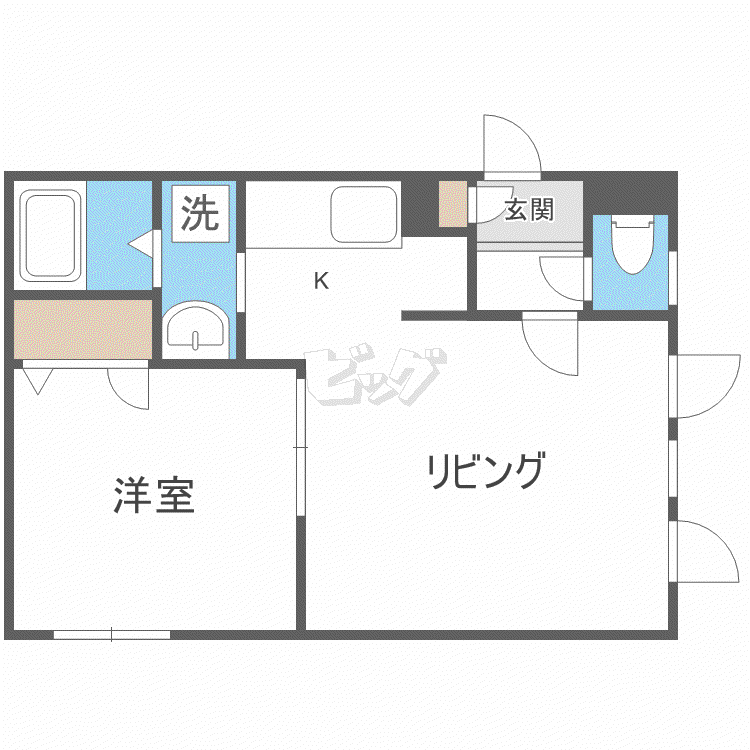 ルミエール西町(1LDK/2階)の間取り写真
