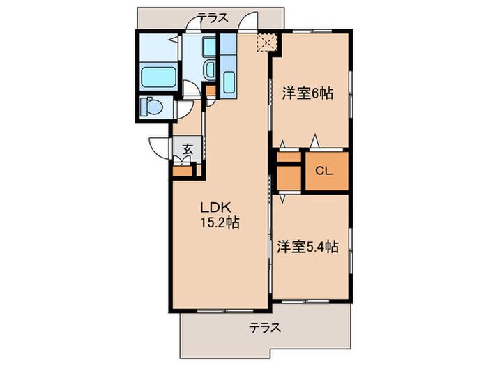 マテリア―ル A(2LDK/3階)の間取り写真