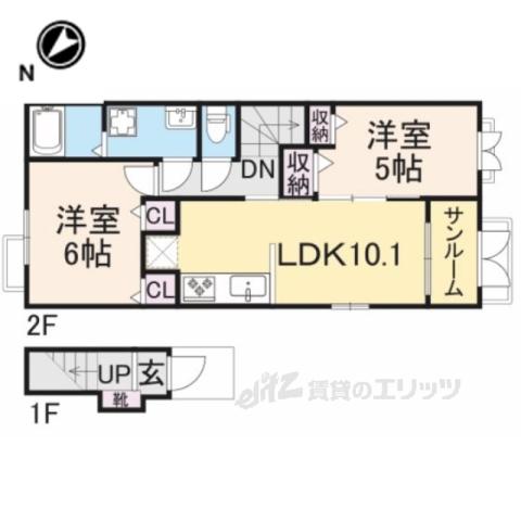 ルミエール周枳A(2LDK/2階)の間取り写真