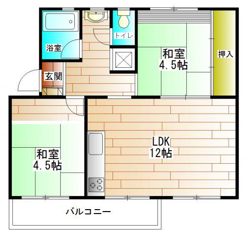 左近山団地6-26号棟(2LDK/4階)の間取り写真