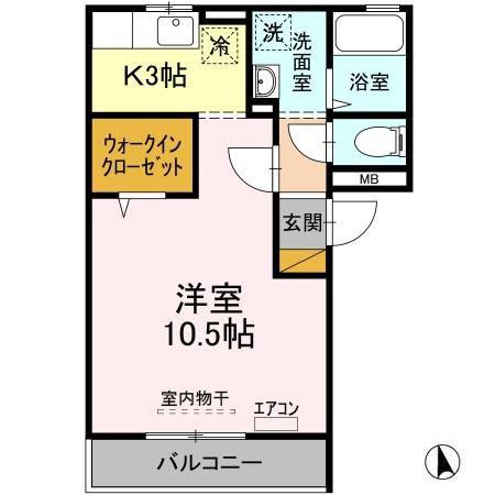 クレッセント(1K/3階)の間取り写真